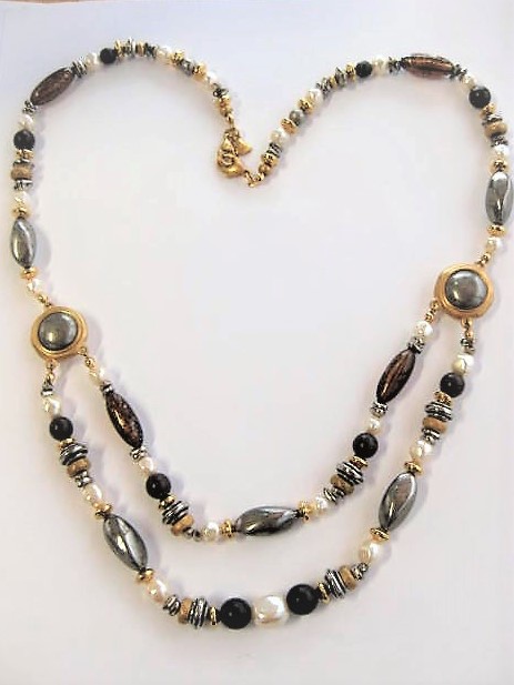 Long Double Stranded Earthtone Necklace by Liz Claiborne