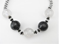Black & White  Beaded Necklace   by Sandra David