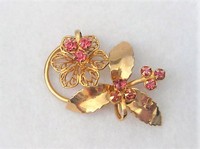Pink Floral Gold-tone Pendant
