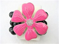 Bold Pink Flower Beaded Bracelet