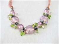 Pink & Green Glass Necklace