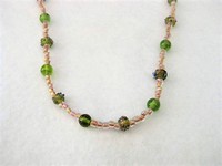 Dainty Pink & Green Choker Necklace