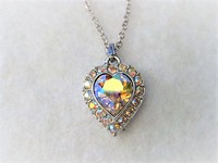 Crystal AB Heart Necklace   by Kramer NY