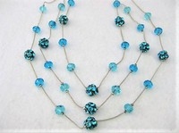 Turquoise Glass & Crystal Necklace
