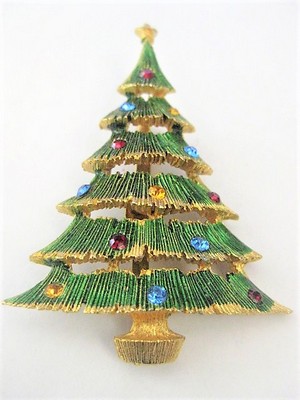 Decorated Christmas Tree Brooch  by JJ